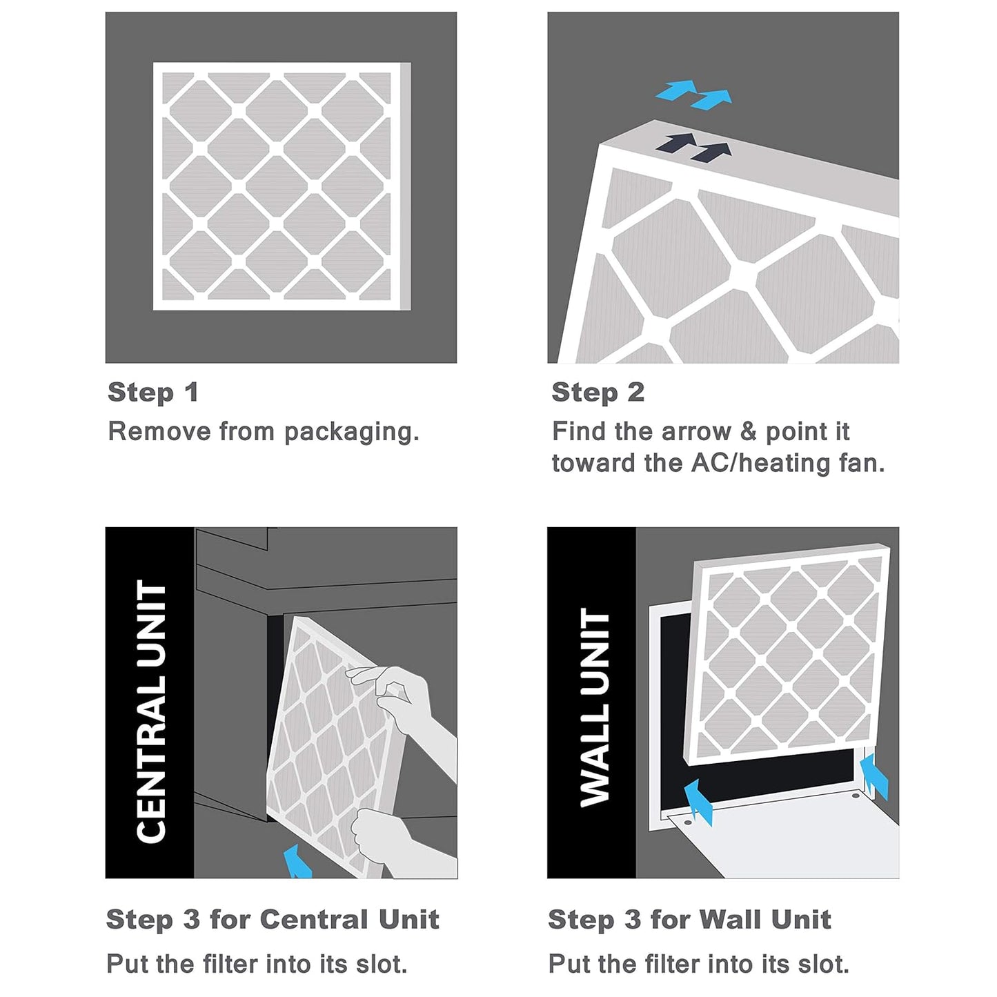 Aerostar 12x12x1 MERV 8 Pleated Air Filter, AC Furnace Air Filter, 4 Pack (Actual Size: 11 3/4" x 11 3/4" x 3/4")