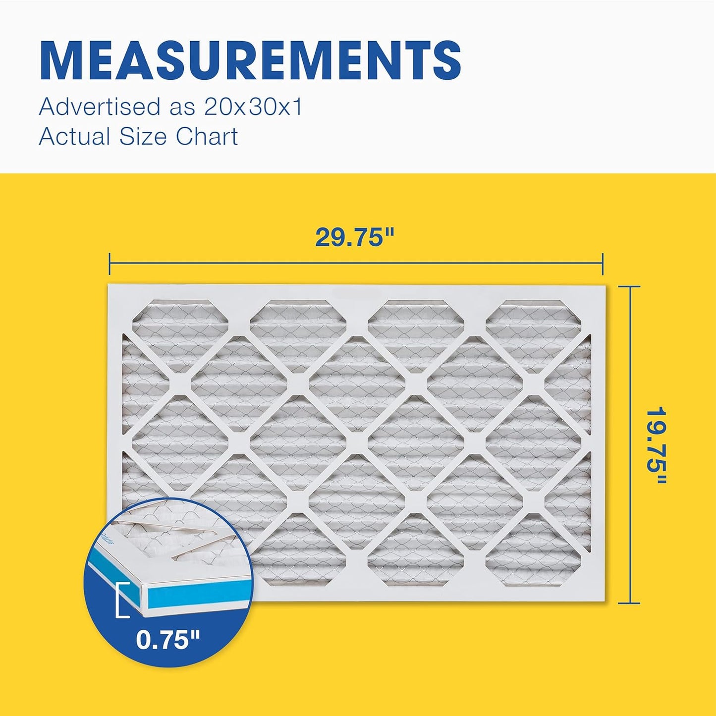 Aerostar 12x12x1 MERV 8 Pleated Air Filter, AC Furnace Air Filter, 4 Pack (Actual Size: 11 3/4" x 11 3/4" x 3/4")