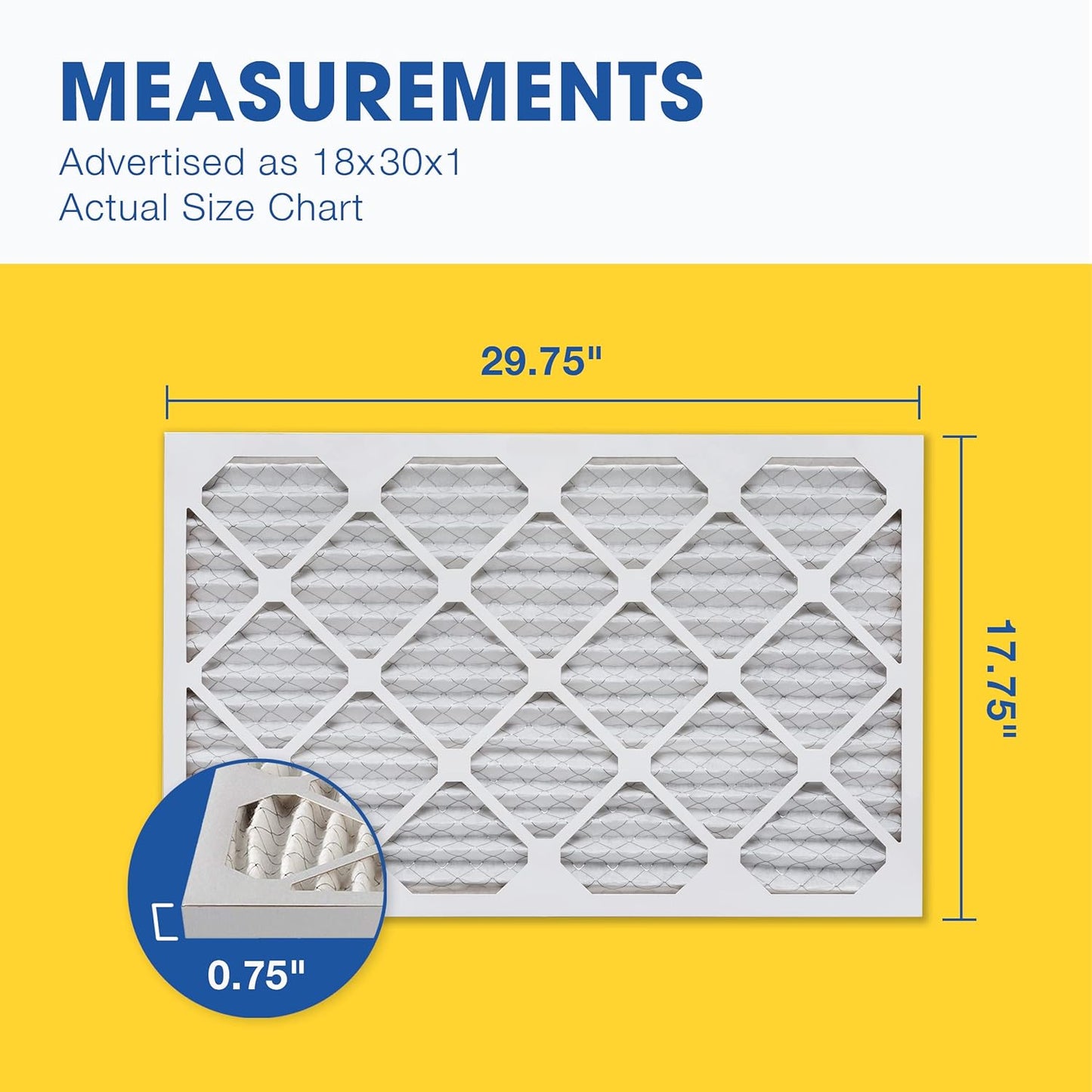 Aerostar 12x12x1 MERV 8 Pleated Air Filter, AC Furnace Air Filter, 4 Pack (Actual Size: 11 3/4" x 11 3/4" x 3/4")