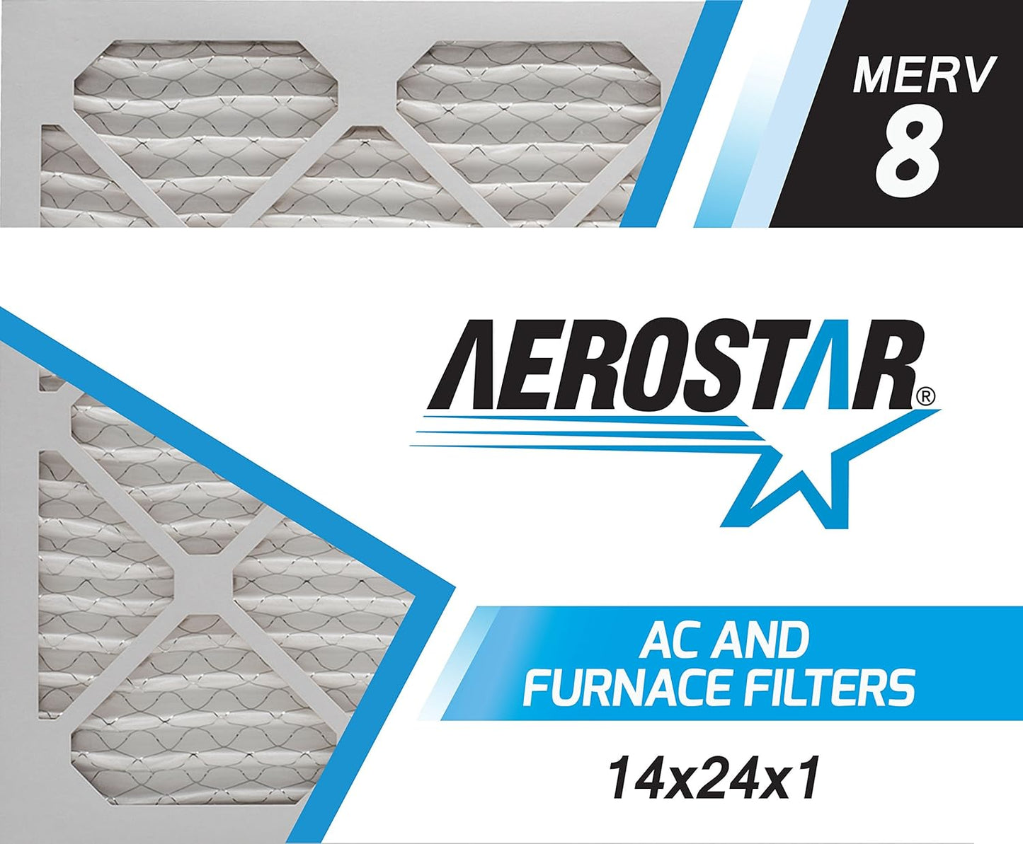 Aerostar 12x12x1 MERV 8 Pleated Air Filter, AC Furnace Air Filter, 4 Pack (Actual Size: 11 3/4" x 11 3/4" x 3/4")