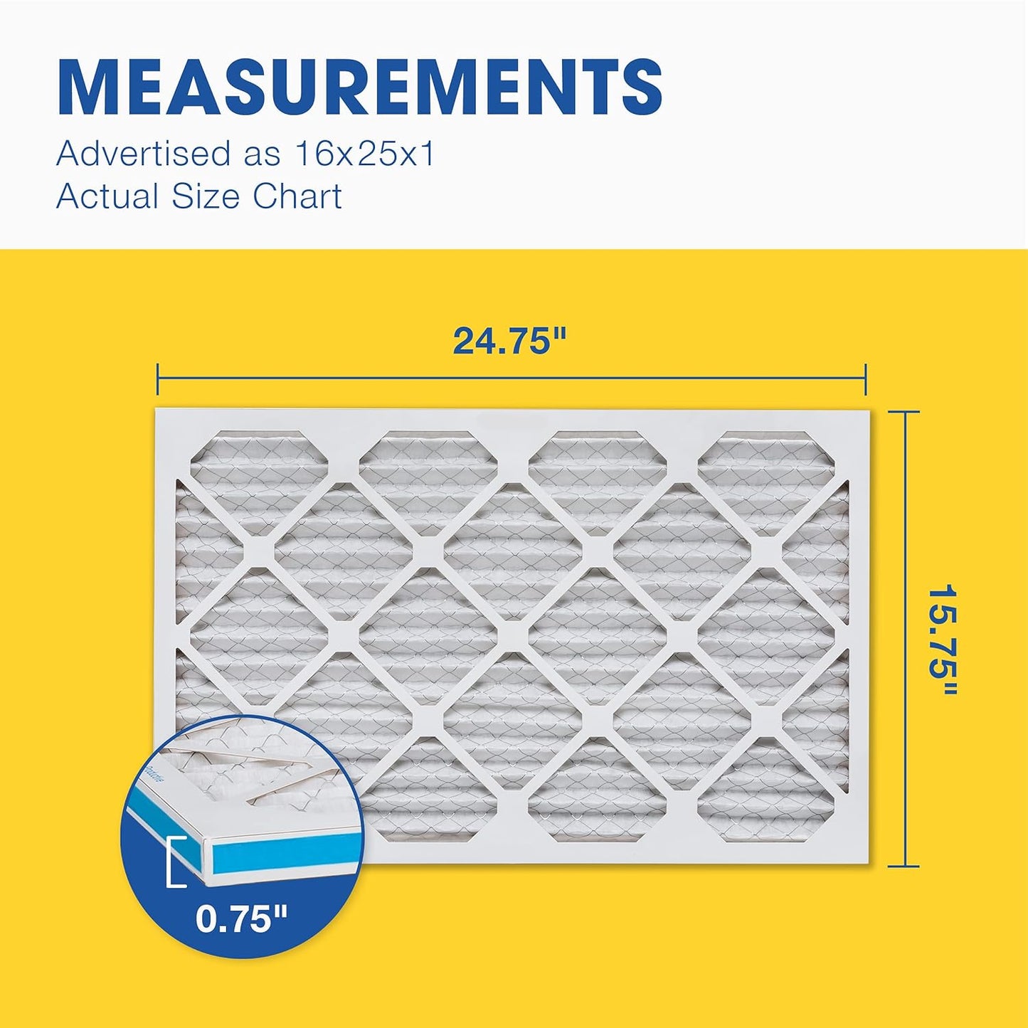 Aerostar 12x12x1 MERV 8 Pleated Air Filter, AC Furnace Air Filter, 4 Pack (Actual Size: 11 3/4" x 11 3/4" x 3/4")
