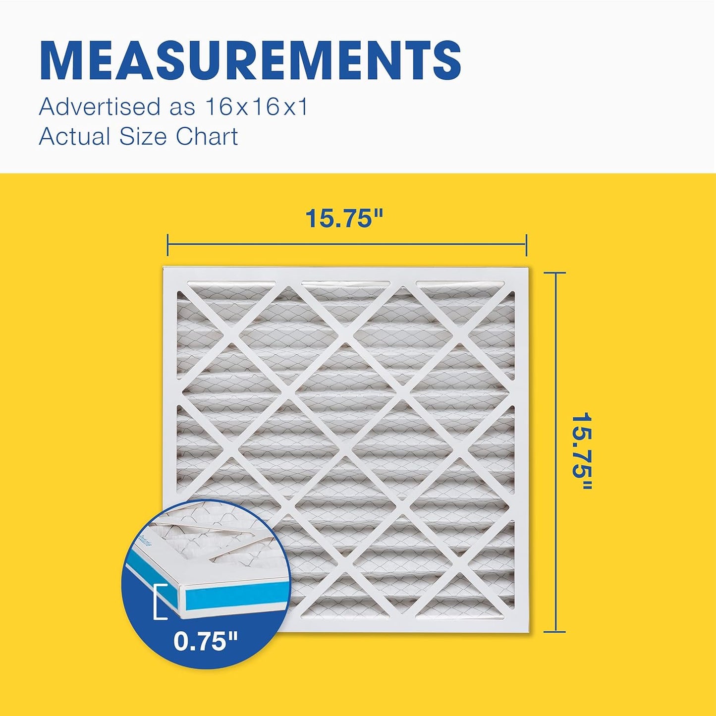 Aerostar 12x12x1 MERV 8 Pleated Air Filter, AC Furnace Air Filter, 4 Pack (Actual Size: 11 3/4" x 11 3/4" x 3/4")