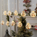 10PCS LED Christmas Curtain Lamp Fairy Snowman Wishing Ball Lamp String Christmas Window Decoration Christmas Light Room - Axooms