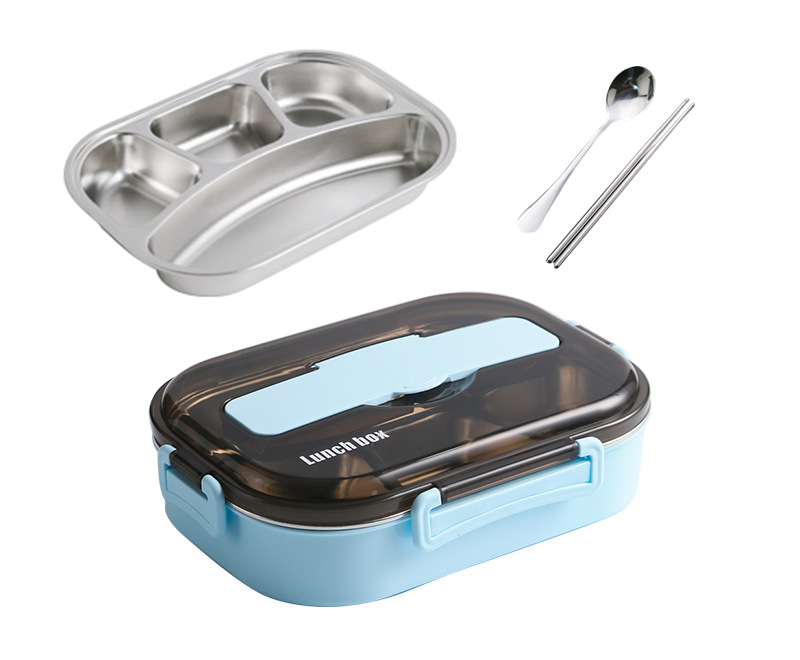 Stainless Steel Compartment Lunch Box Portable Square