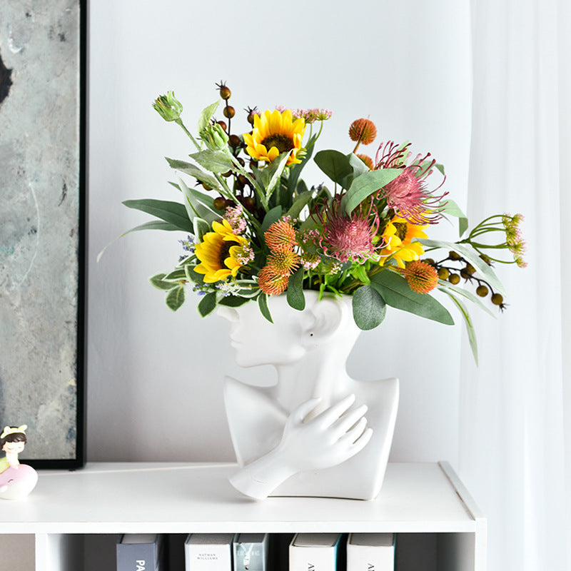 Portrait Ceramic Vase - White