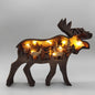 Christmas Decoration Wooden Animal Carving Handcraft Gift Wall Hanging Sculpture 3D Bear Deer Elk Art Decor New Year Ornaments