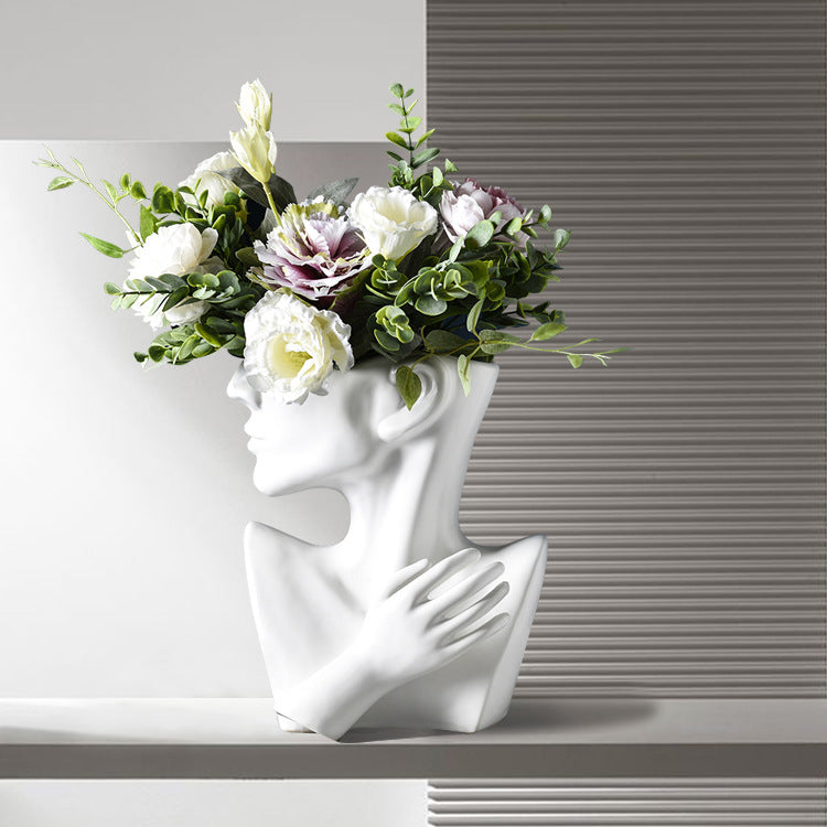 Portrait Ceramic Vase - White