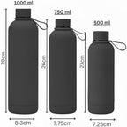 Axooms Stainless Steel Water Bottle - Double Wall Insulated Water Bottle, Fitness Sport Water Bottle, Leak Proof with Carry Rubber Handle, Thermo Flask For Hot & Cold, Matte Finishing - Black, 500 ML