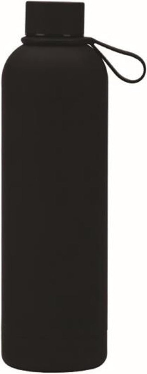 Axooms Stainless Steel Water Bottle - Double Wall Insulated Water Bottle, Fitness Sport Water Bottle, Leak Proof with Carry Rubber Handle, Thermo Flask For Hot & Cold, Matte Finishing - Black, 500 ML