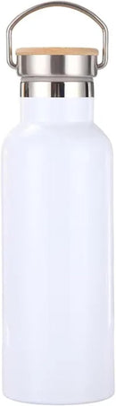 Axooms Stainless Steel Water Bottle Reusable Vacuum Insulated Thermos Flask with Leakproof Lid and Handle for Cyclists, Runners and Hikers, Portable Metal Bottle for Hot and Cold Drinks (White, 500ml)