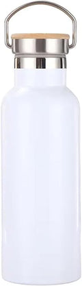 Axooms Stainless Steel Water Bottle Reusable Vacuum Insulated Thermos Flask with Leakproof Lid and Handle for Cyclists, Runners and Hikers, Portable Metal Bottle for Hot and Cold Drinks (White, 500ml)