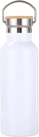 Axooms Stainless Steel Water Bottle Reusable Vacuum Insulated Thermos Flask with Leakproof Lid and Handle for Cyclists, Runners and Hikers, Portable Metal Bottle for Hot and Cold Drinks (White, 500ml)