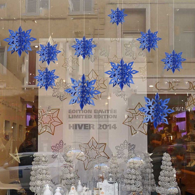 6 Pcs/Set Cardboard 3D Hollow Snowflake Hanging Ornaments New Year's Christmas Decorations for Home Party Decoration - Axooms