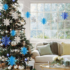 6 Pcs/Set Cardboard 3D Hollow Snowflake Hanging Ornaments New Year's Christmas Decorations for Home Party Decoration - Axooms