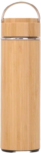 Axooms Bamboo Stainless Steel Flask Eco-Friendly Vacuum Insulated Water Bottle with Portable Handle, Premium Steel Interior and Natural Bamboo Exterior, Durable and Stylish Drinkware (1pc, 500ml)