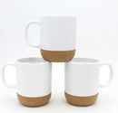 Axooms 13oz Ceramic Coffee Mug with Insulated Cork Base and Splash Proof Lid - Reusable Coffee Cup with Handle for Home & Office, Ideal Gift for Men & Women, Travel Mug for Hot & Cold Drinks (White)