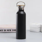 Axooms Stainless Steel Sport Water Bottle Double Wall Insulated Reusable Sublimation Thermos Flask Vacuum Metal Bottle with Handle and Leakproof Lid for Cyclists, Runners & Hikers (1pc, Black, 500ml)