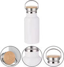 Axooms 500ml Stainless Steel Sport Water Bottle - Double Wall Insulated, Reusable Sublimation Thermos Flask Vacuum Metal Bottle with Handle & Leakproof Lid for Cyclists, Runners & Hikers (1pc, White)