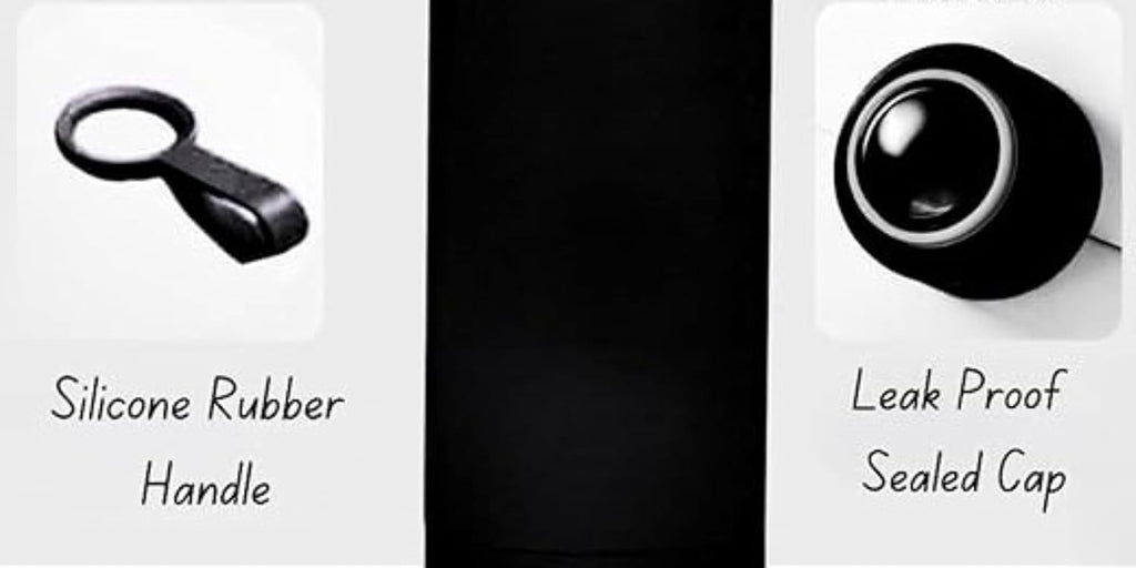 Axooms Stainless Steel Water Bottle - Double Wall Insulated Water Bottle, Fitness Sport Water Bottle, Leak Proof with Carry Rubber Handle, Thermo Flask For Hot & Cold, Matte Finishing - Black, 500 ML