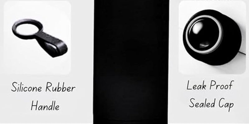 Axooms Stainless Steel Water Bottle - Double Wall Insulated Water Bottle, Fitness Sport Water Bottle, Leak Proof with Carry Rubber Handle, Thermo Flask For Hot & Cold, Matte Finishing - Black, 500 ML