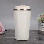 Axooms Stainless Steel Travel Coffee Mug Vacuum Insulated Tumbler for Hot & Cold Drinks, Leak-Proof Temperature Display Lid Ideal for Home, Car, Office and Outdoor Use – Black & White (Black, 380ml)