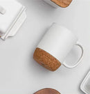 Axooms 13oz Ceramic Coffee Mug with Insulated Cork Base and Splash Proof Lid - Reusable Coffee Cup with Handle for Home & Office, Ideal Gift for Men & Women, Travel Mug for Hot & Cold Drinks (White)