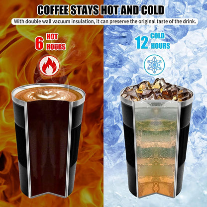 Axooms Stainless Steel Travel Coffee Mug Vacuum Insulated Tumbler for Hot & Cold Drinks, Leak-Proof Temperature Display Lid Ideal for Home, Car, Office and Outdoor Use – Black & White (White, 380ml)