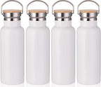 Axooms 500ml Stainless Steel Sport Water Bottle - Double Wall Insulated, Reusable Sublimation Thermos Flask Vacuum Metal Bottle with Handle & Leakproof Lid for Cyclists, Runners & Hikers (1pc, White)