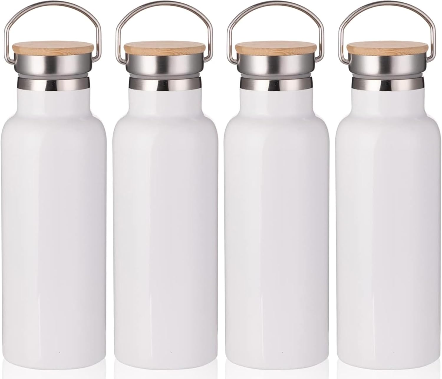Axooms 500ml Stainless Steel Sport Water Bottle - Double Wall Insulated, Reusable Sublimation Thermos Flask Vacuum Metal Bottle with Handle & Leakproof Lid for Cyclists, Runners & Hikers (1pc, White)