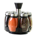 7pcs/set Condiment Set Pepper and Salt Cruet glass Kitchen Spice Rack Set,6pcs Jars + 1pc Rack,cooking tools high quality. - Axooms