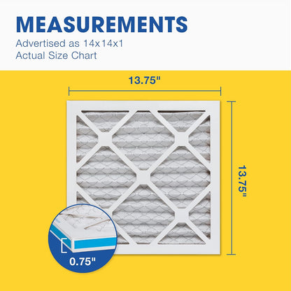 Aerostar 12x12x1 MERV 8 Pleated Air Filter, AC Furnace Air Filter, 4 Pack (Actual Size: 11 3/4" x 11 3/4" x 3/4")