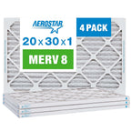 Aerostar 12x12x1 MERV 8 Pleated Air Filter, AC Furnace Air Filter, 4 Pack (Actual Size: 11 3/4" x 11 3/4" x 3/4")