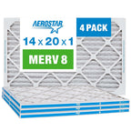 Aerostar 12x12x1 MERV 8 Pleated Air Filter, AC Furnace Air Filter, 4 Pack (Actual Size: 11 3/4" x 11 3/4" x 3/4")