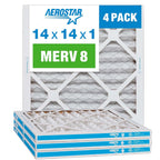 Aerostar 12x12x1 MERV 8 Pleated Air Filter, AC Furnace Air Filter, 4 Pack (Actual Size: 11 3/4" x 11 3/4" x 3/4")