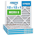 Aerostar 12x12x1 MERV 8 Pleated Air Filter, AC Furnace Air Filter, 4 Pack (Actual Size: 11 3/4" x 11 3/4" x 3/4")