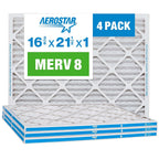 Aerostar 12x12x1 MERV 8 Pleated Air Filter, AC Furnace Air Filter, 4 Pack (Actual Size: 11 3/4" x 11 3/4" x 3/4")
