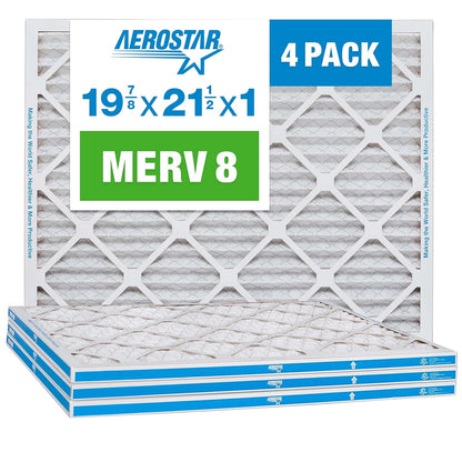 Aerostar 12x12x1 MERV 8 Pleated Air Filter, AC Furnace Air Filter, 4 Pack (Actual Size: 11 3/4" x 11 3/4" x 3/4")