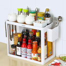 Double-layer kitchen shelf knife rack storage box