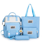Big Clip Four-Piece Set Of Casual College Students Ladies Backpack