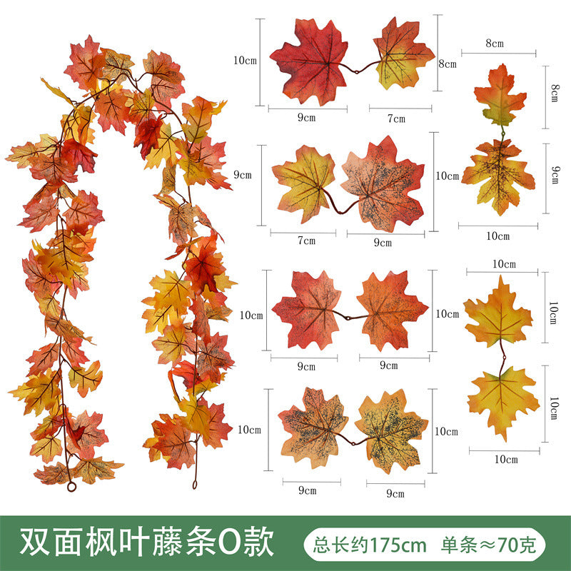 Amazon Harvest Festival Simulation Maple Leaf Rattan Thanksgiving Christmas Decoration Rattan Spot
