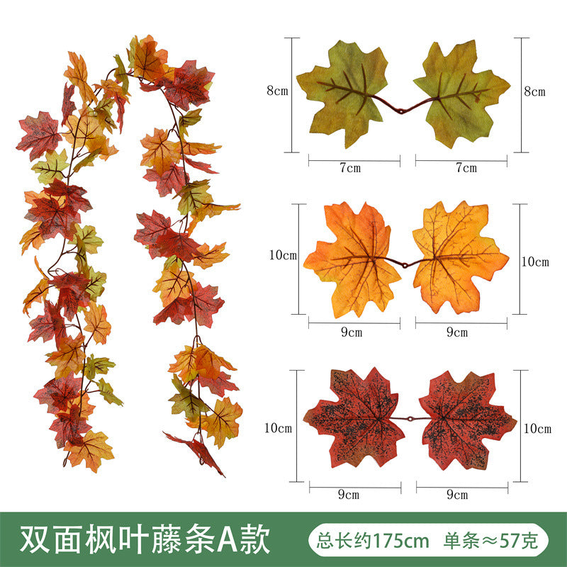 Amazon Harvest Festival Simulation Maple Leaf Rattan Thanksgiving Christmas Decoration Rattan Spot