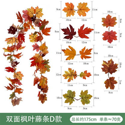 Amazon Harvest Festival Simulation Maple Leaf Rattan Thanksgiving Christmas Decoration Rattan Spot
