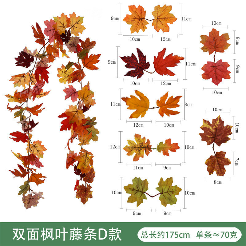 Amazon Harvest Festival Simulation Maple Leaf Rattan Thanksgiving Christmas Decoration Rattan Spot