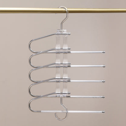 New Transparent Folding Trouser Rack Multi-functional Multi-layer Trouser Hanger Household Magic Seamless Trouser Clip Wardrobe Storage