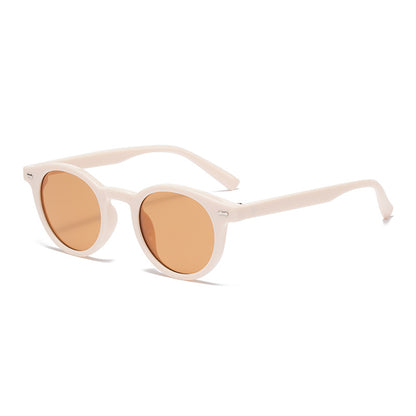 2024 New Style Rice Nail Round Frame Sunglasses Retro Personalized Trendy Men's Sunglasses Women's Internet Celebrant Korean Style Sunshade Glasses