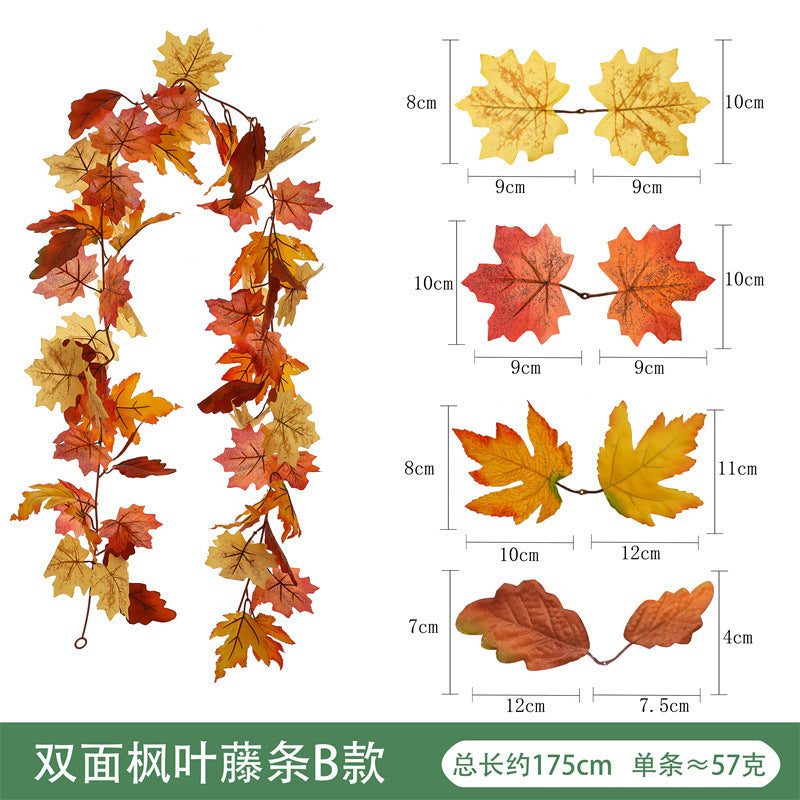 Amazon Harvest Festival Simulation Maple Leaf Rattan Thanksgiving Christmas Decoration Rattan Spot