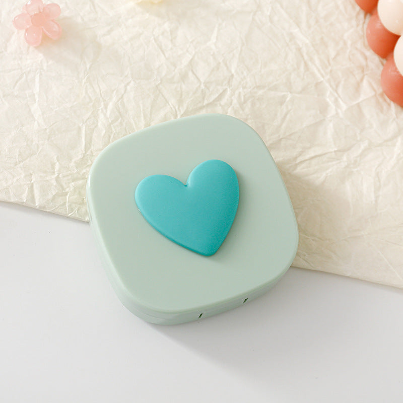 Macaron Color Square Love Contact Lens Case Contact Lens Storage Box Portable Mirror