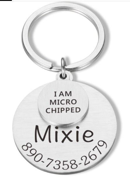 Fashion Pet I'm MICRO Dog Anti-Lost Carving Brand Collar Label Pendant Keychain Jewelry Pendant