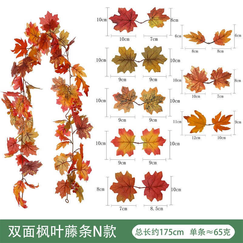 Amazon Harvest Festival Simulation Maple Leaf Rattan Thanksgiving Christmas Decoration Rattan Spot
