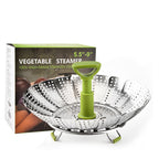 Handle Foldable Vegetable Drain Pan Kitchen Steamed Bun Steaming Rack